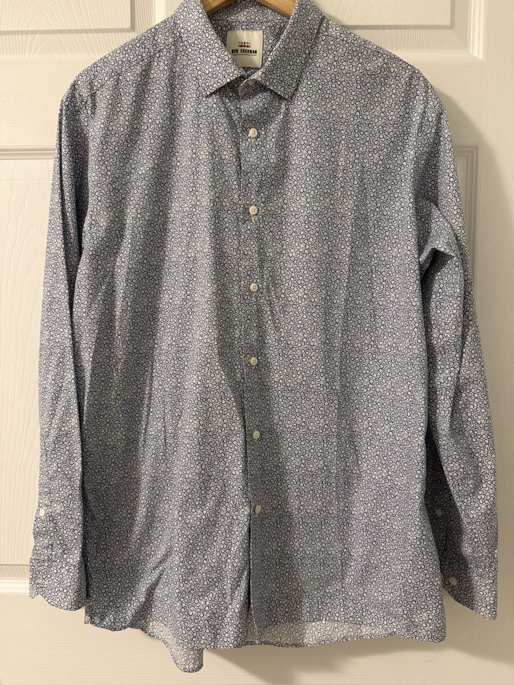 Ben Sherman Men’s 16.5 34/35 Blue Floral Print Long Sleeve Dress Shirt